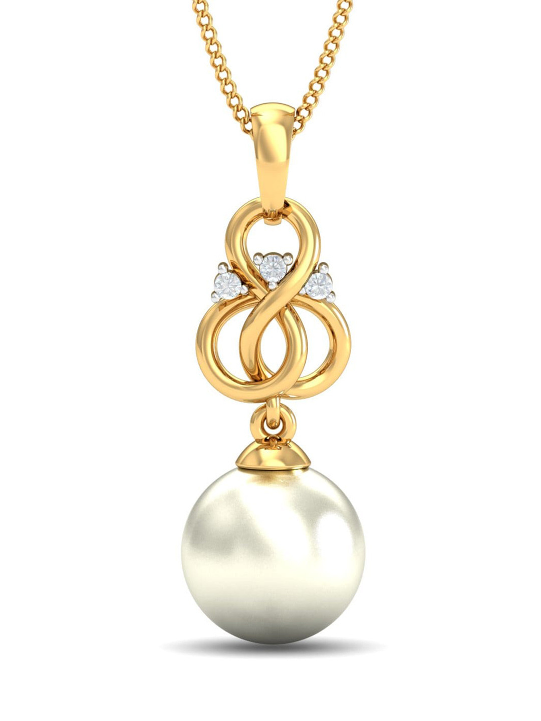 KUBERBOX Atiya Dangly 18 KT Pearl Diamond Pendant 0.77 g
