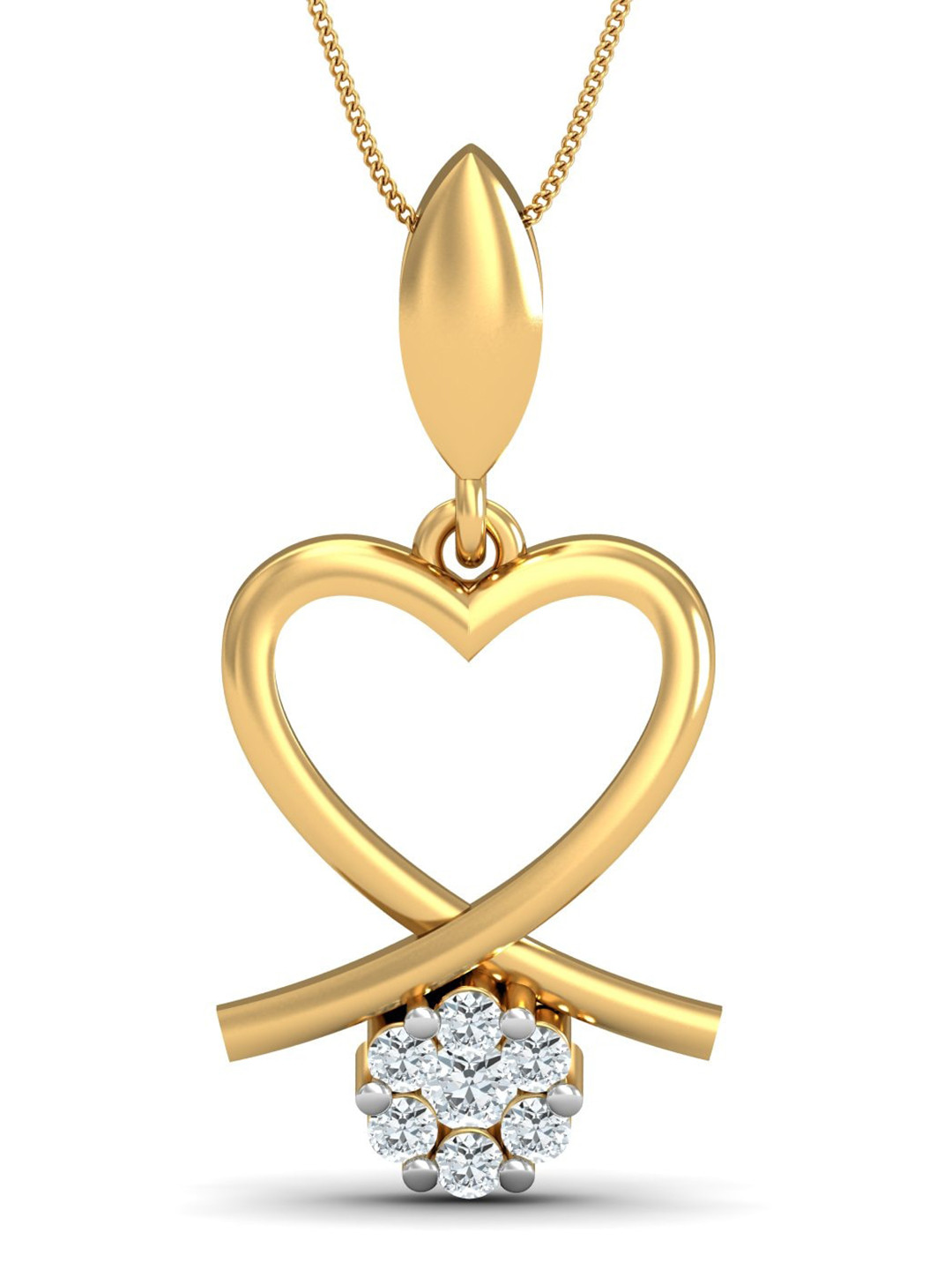 KUBERBOX Mavin 18KT Gold Diamond Studded Pendant-1.68gm