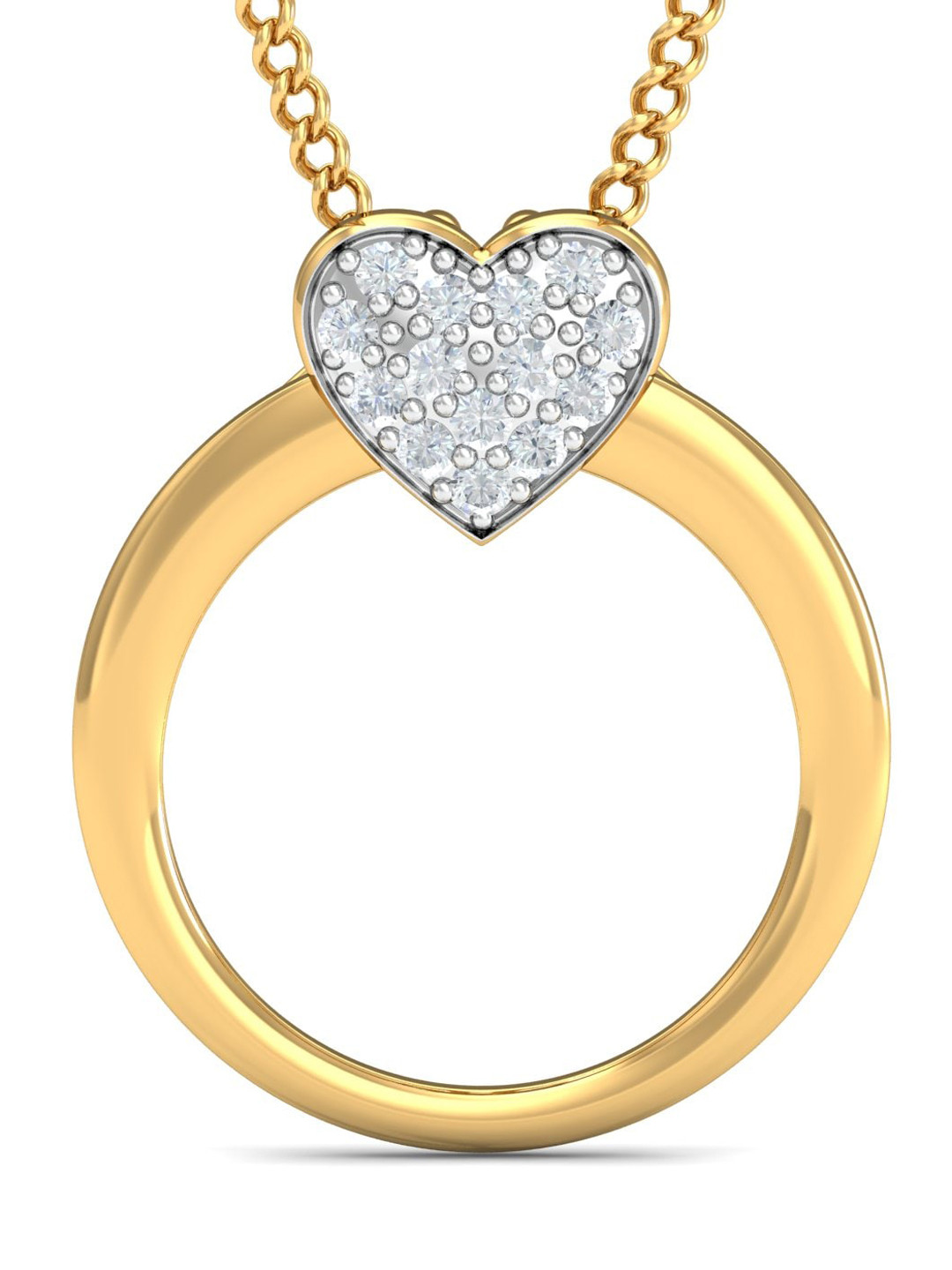 KUBERBOX Drea Love 18KT Gold Diamond Studded Pendant -0.54gm