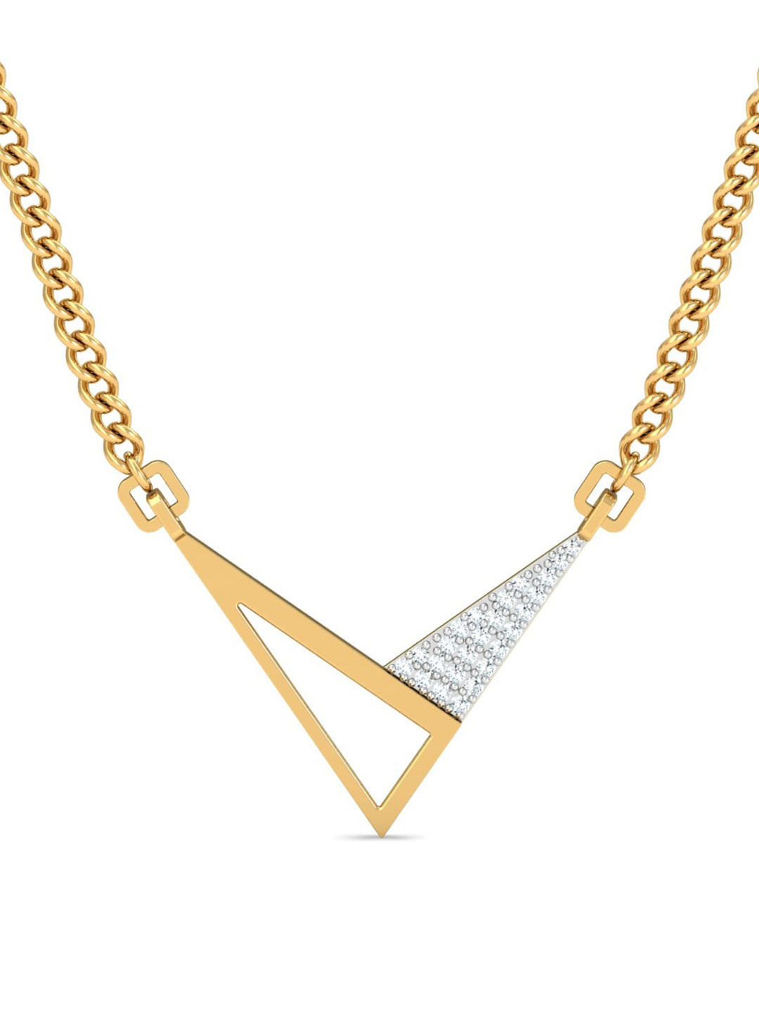 KUBERBOX 18 KT Gold Diamond Amour Double Loop Pendant - 0.64gm