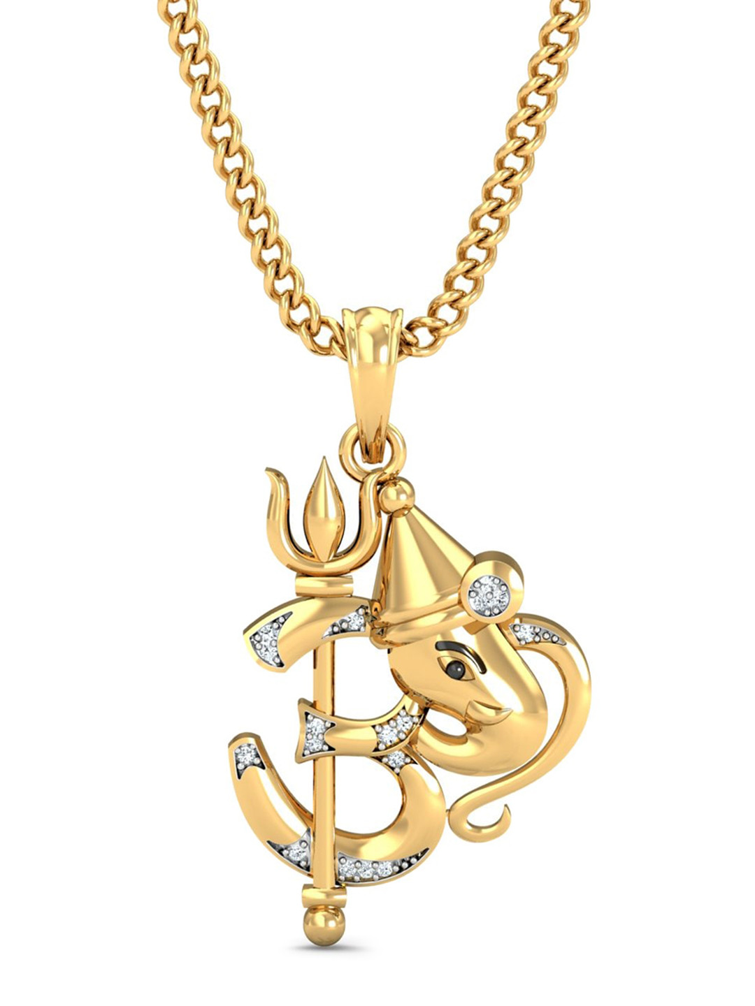 KUBERBOX Sarvshakti 18KT Gold Diamond-Studded Pendant - 2.16 gm