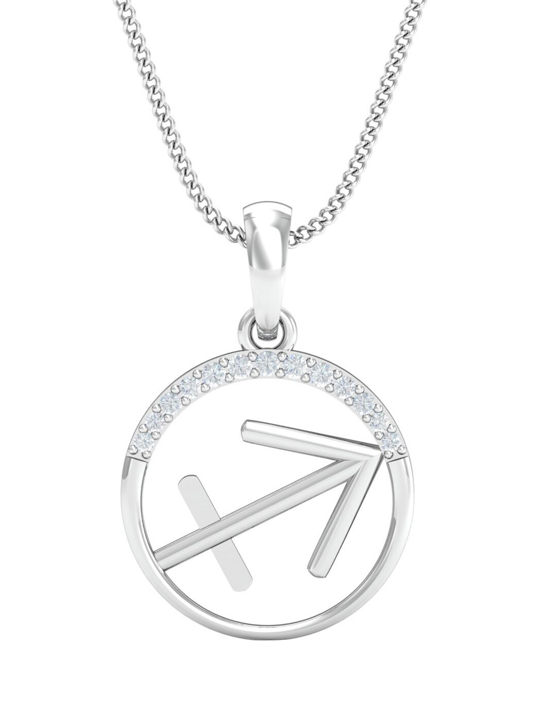 KUBERBOX Sagittarius Zodiac 18KT White Gold Diamond Pendant -0.81 gm