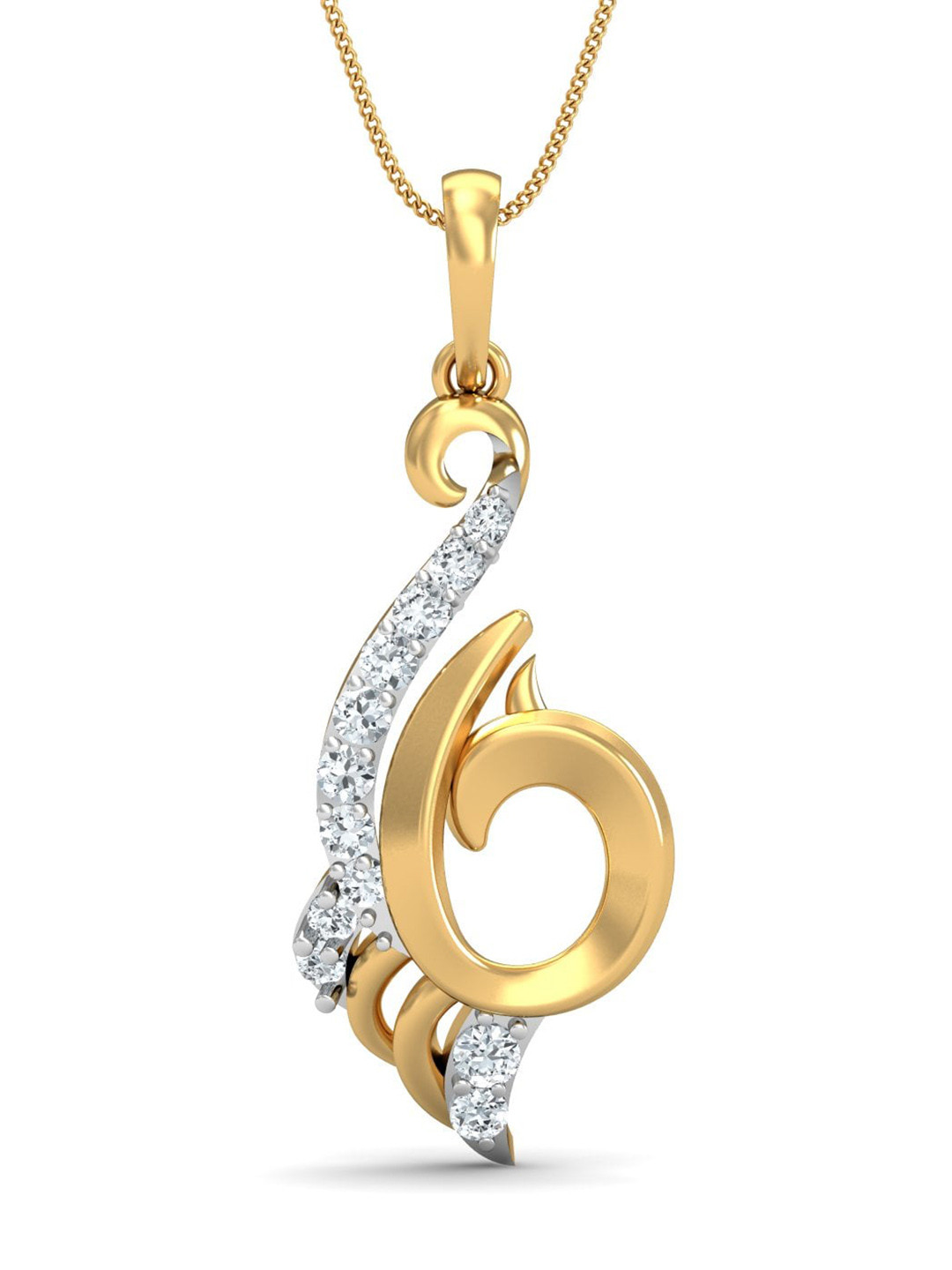KUBERBOX Caracole 18KT Gold Diamond-Studded Pendant-1.66gm