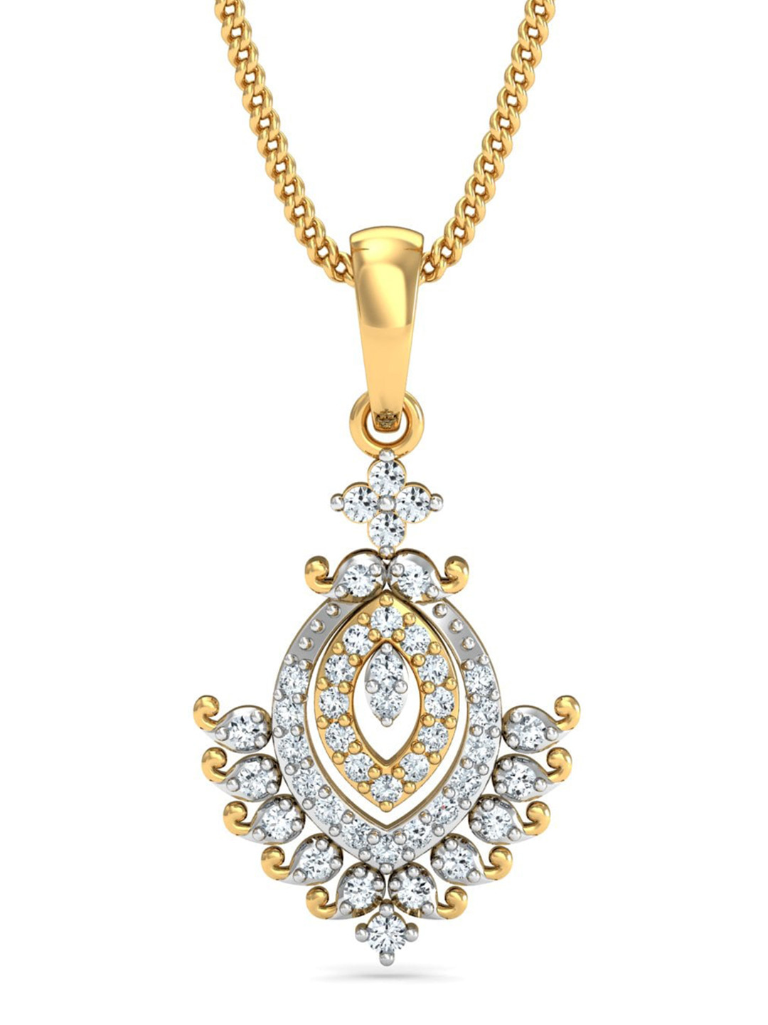 KUBERBOX Cautivadora 18KT Gold Diamonds-Studded Pendant-0.94gm