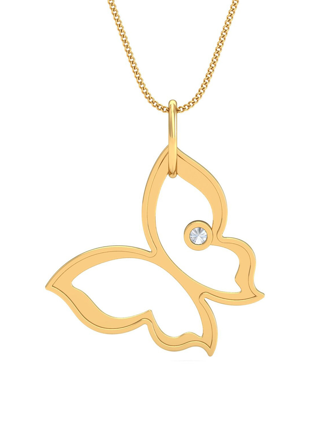 KUBERBOX 18KT Gold Diamond Vanesa Flutter Pendant-1.53gm