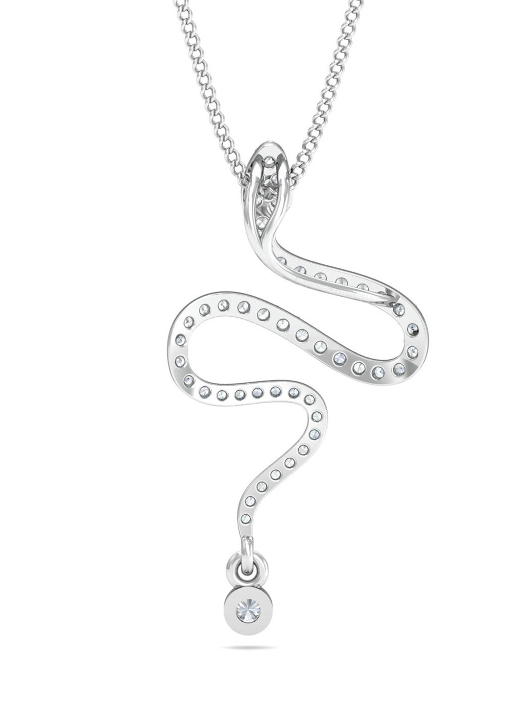 KUBERBOX Sleek Serpent 18KT White Gold Diamond-Studded Pendant - 0.81 gm