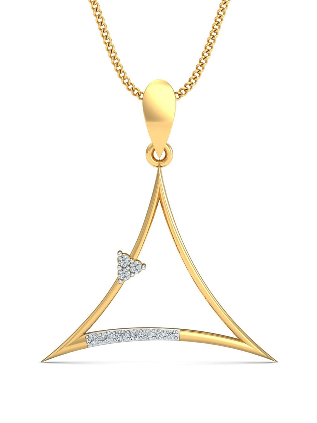KUBERBOX 18KT Gold Diamond Studded Dise Pendant- 0.99 gm