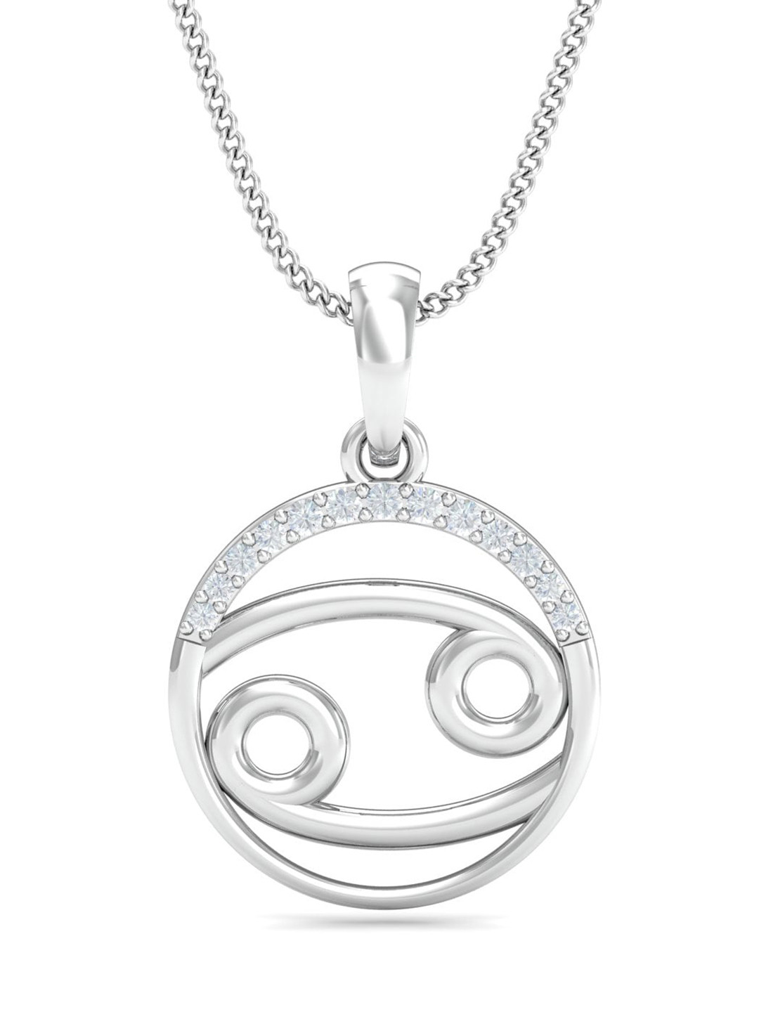 KUBERBOX Cancer Zodiac 18KT White Gold Diamond-Studded Pendant - 0.99 gm