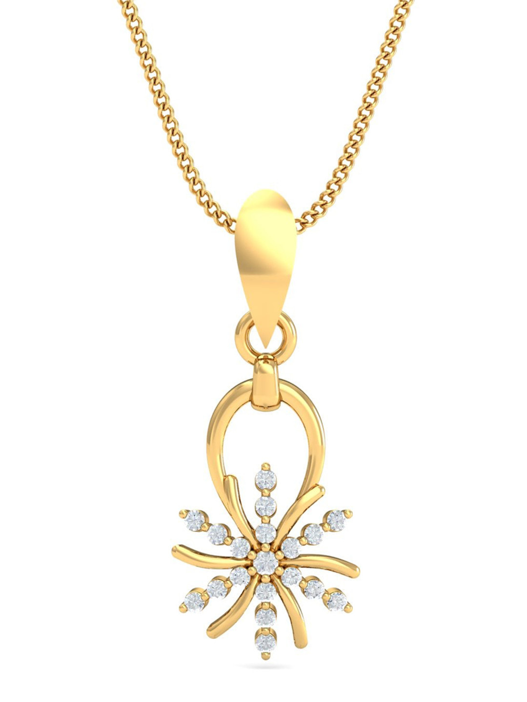 KUBERBOX Elegance Personified 18KT Gold Diamond-Studded Pendant-0.81gm