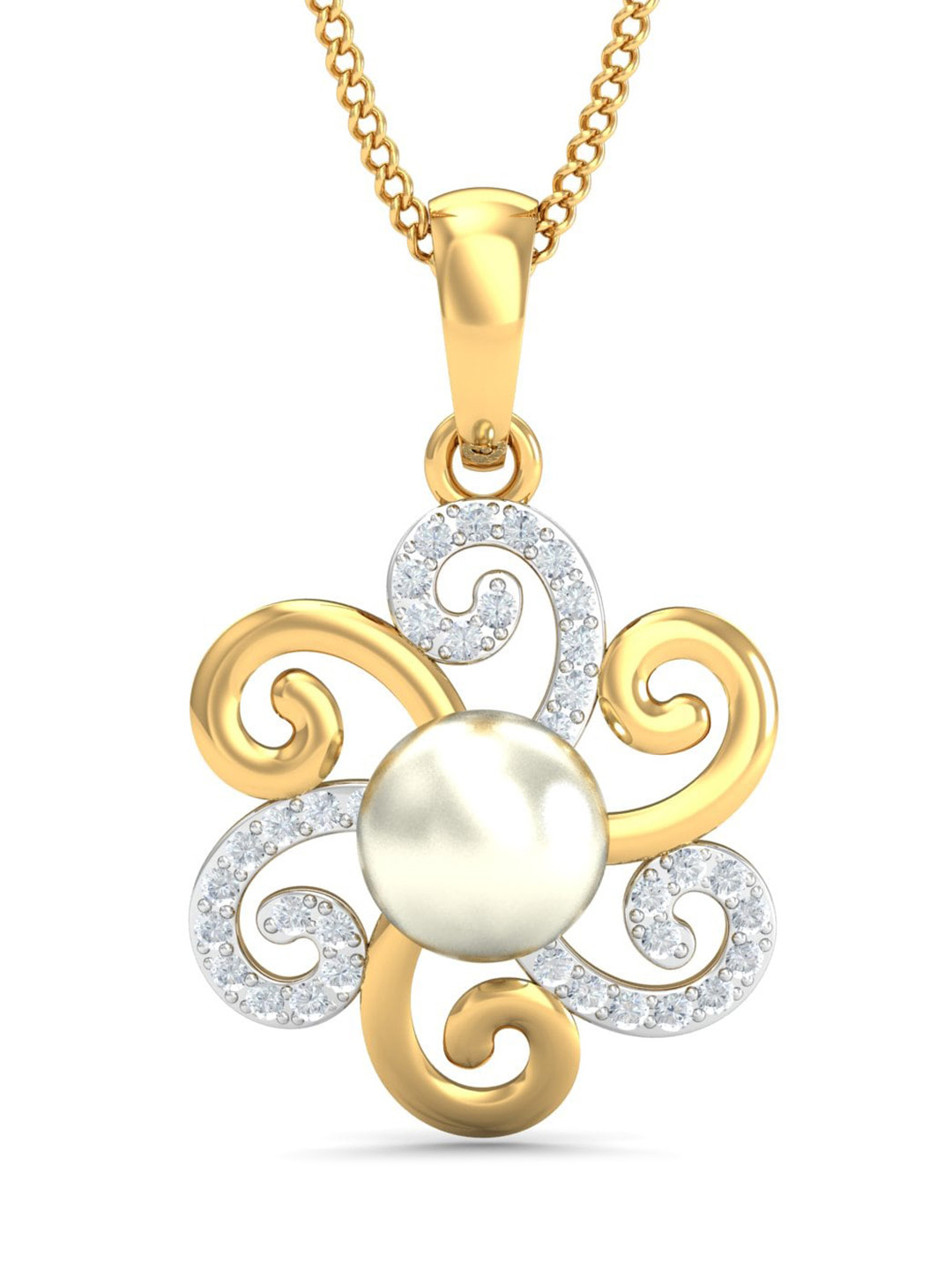 KUBERBOX Shayna Sun 18KT Gold Diamond-Studded Pendant - 0.99 gm