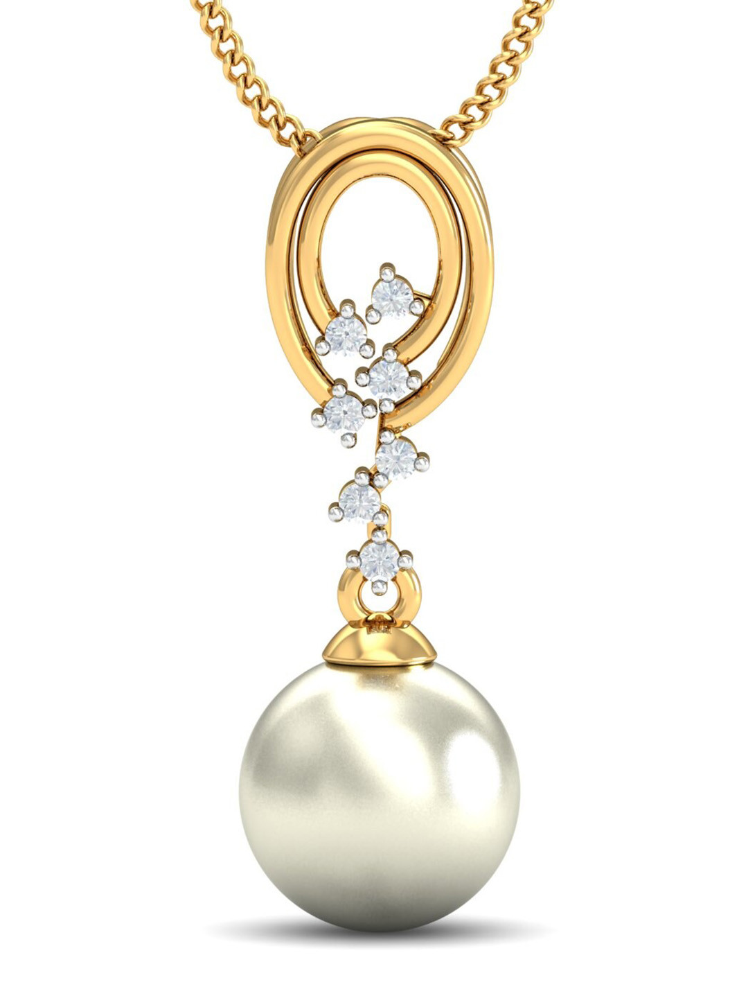 KUBERBOX Srie 18KT Gold Diamond-Studded Pearl Pendant 0.71 gm