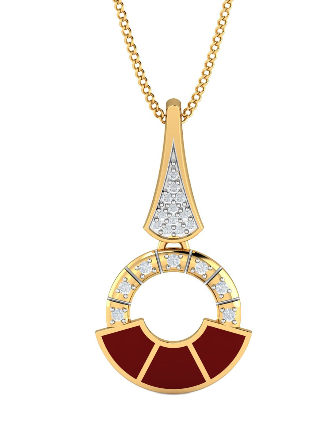 KUBERBOX 18K Gold Diamond Studded And Enamel Pendant - 1.24 g