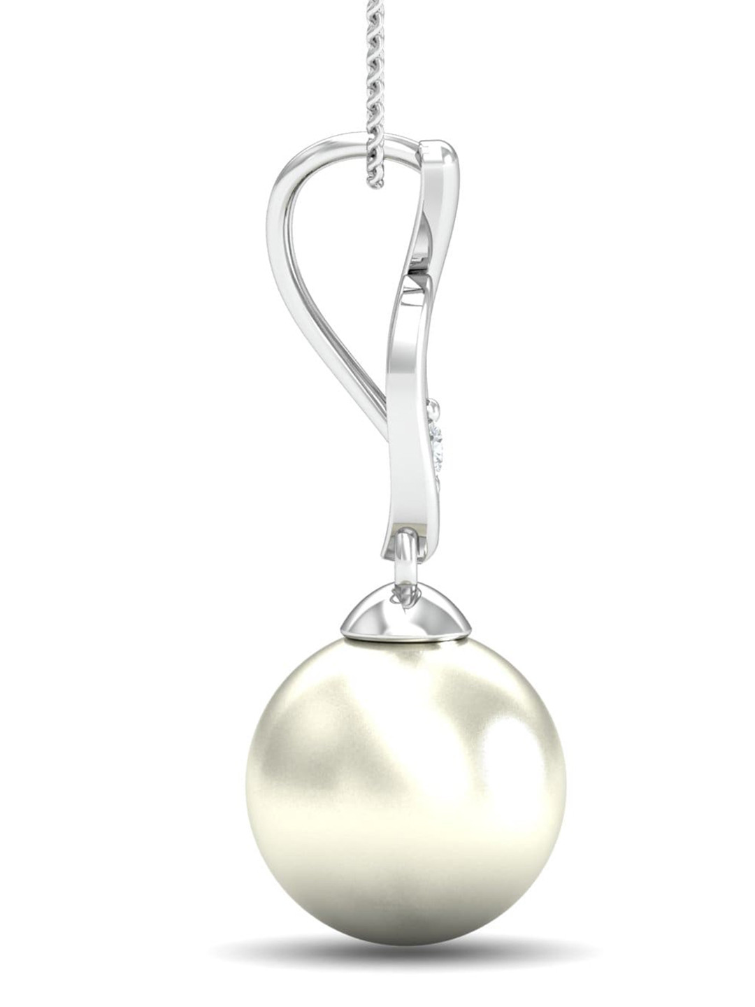 KUBERBOX 18KT White Gold Diamond Studded And Pearl Beaded Pendant - 0.54 g