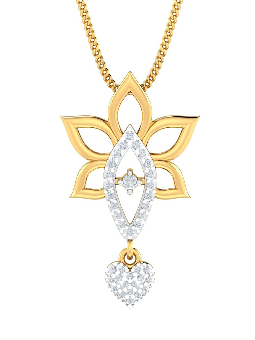KUBERBOX 18KT Gold Diamond Studded Pendant - 1.14 g