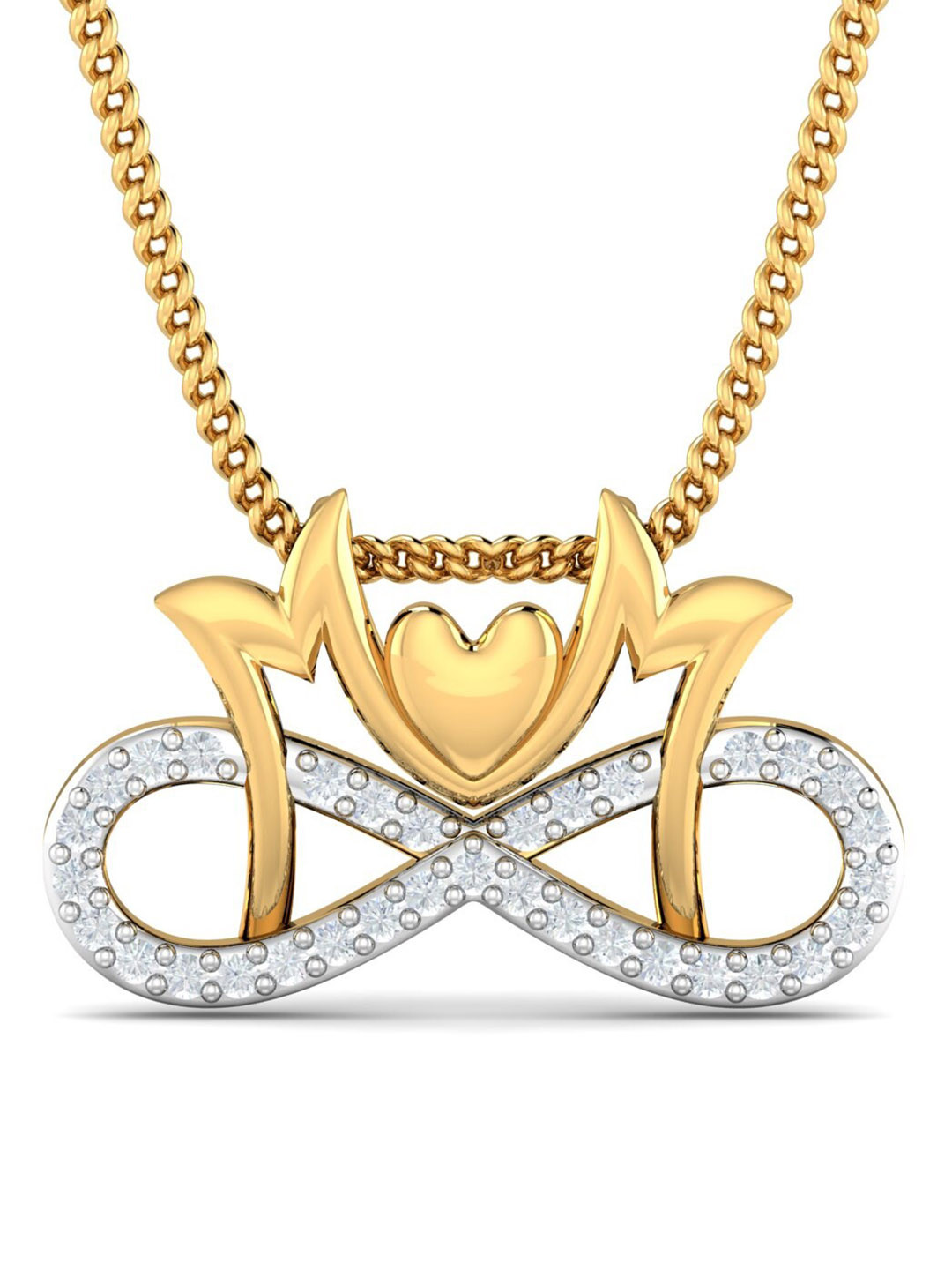 KUBERBOX 18KT Gold Diamond-Studded Mother's Day Pendant-0.94gm