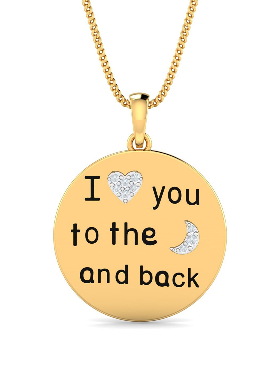 KUBERBOX Love-U-2-The-Moon-&-Back 18KT Gold Diamond Studded Pendant-2.47gm