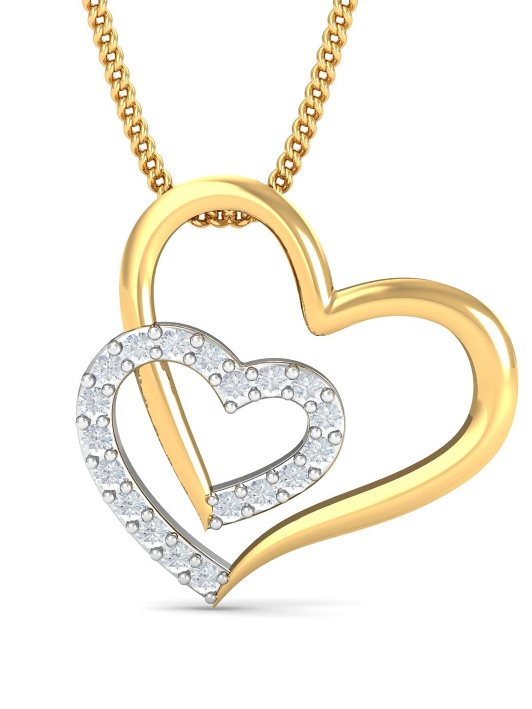 KUBERBOX Beth 18KT Gold Diamond-Studded Heart Pendant-1.4 g