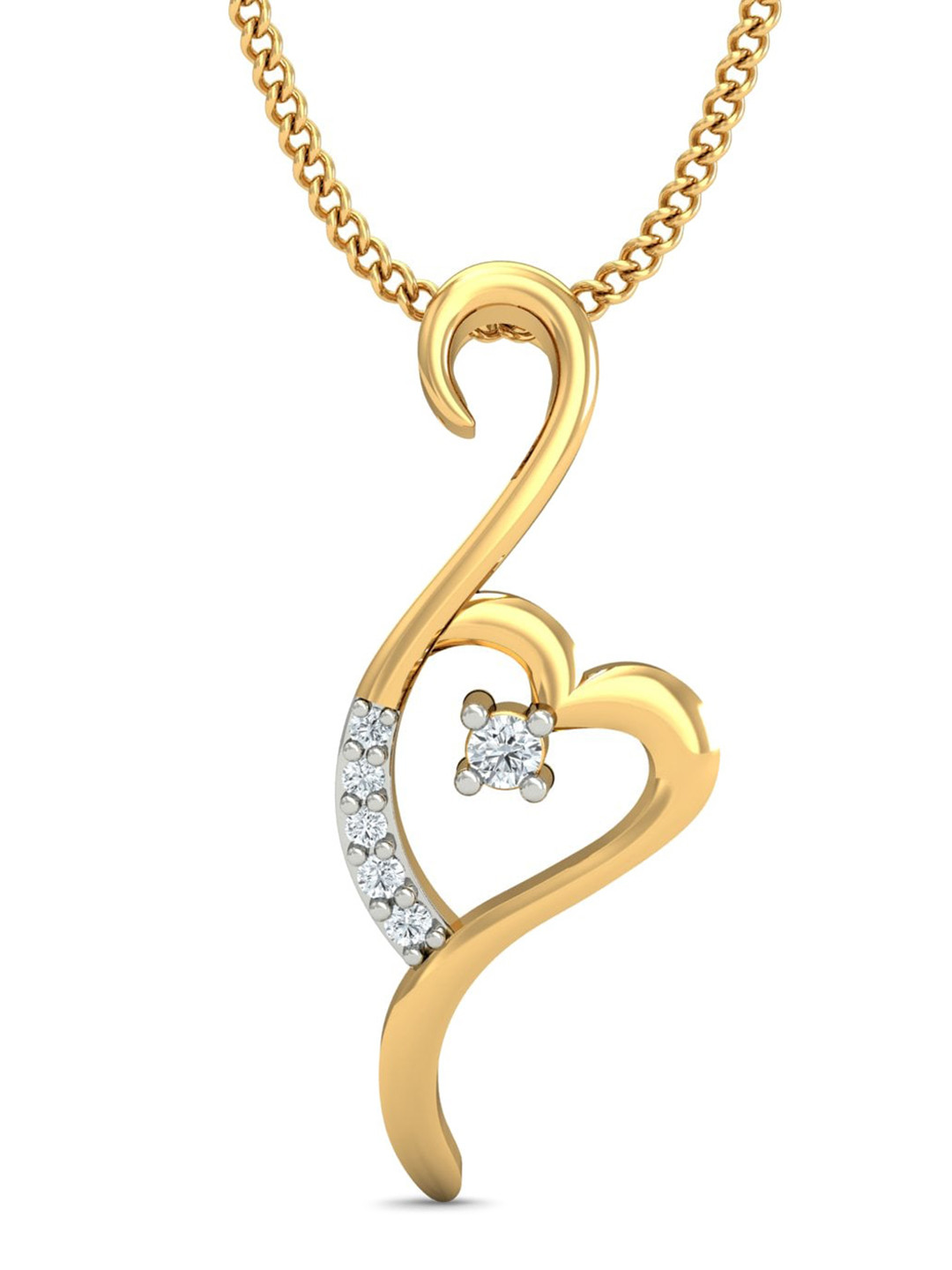 KUBERBOX 18KT Gold Diamond-Studded Forever Heart Pendant 0.6gm
