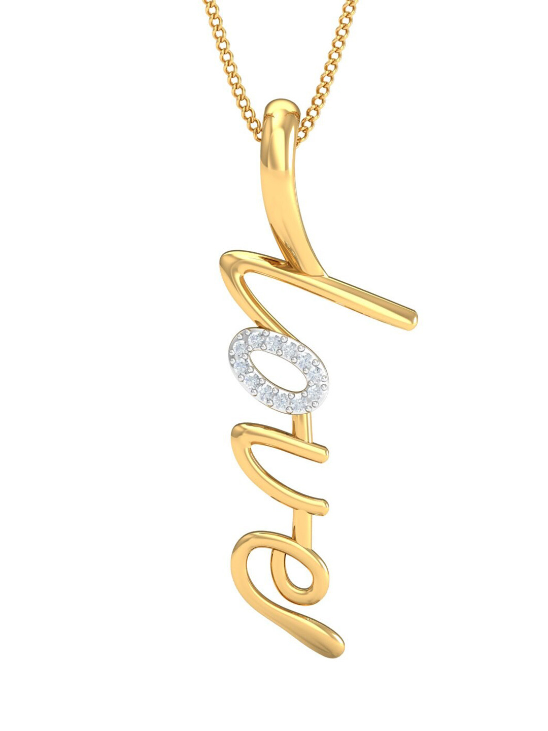 KUBERBOX Priceless Love 18KT Gold Diamond Studded Pendant - 1.26gm