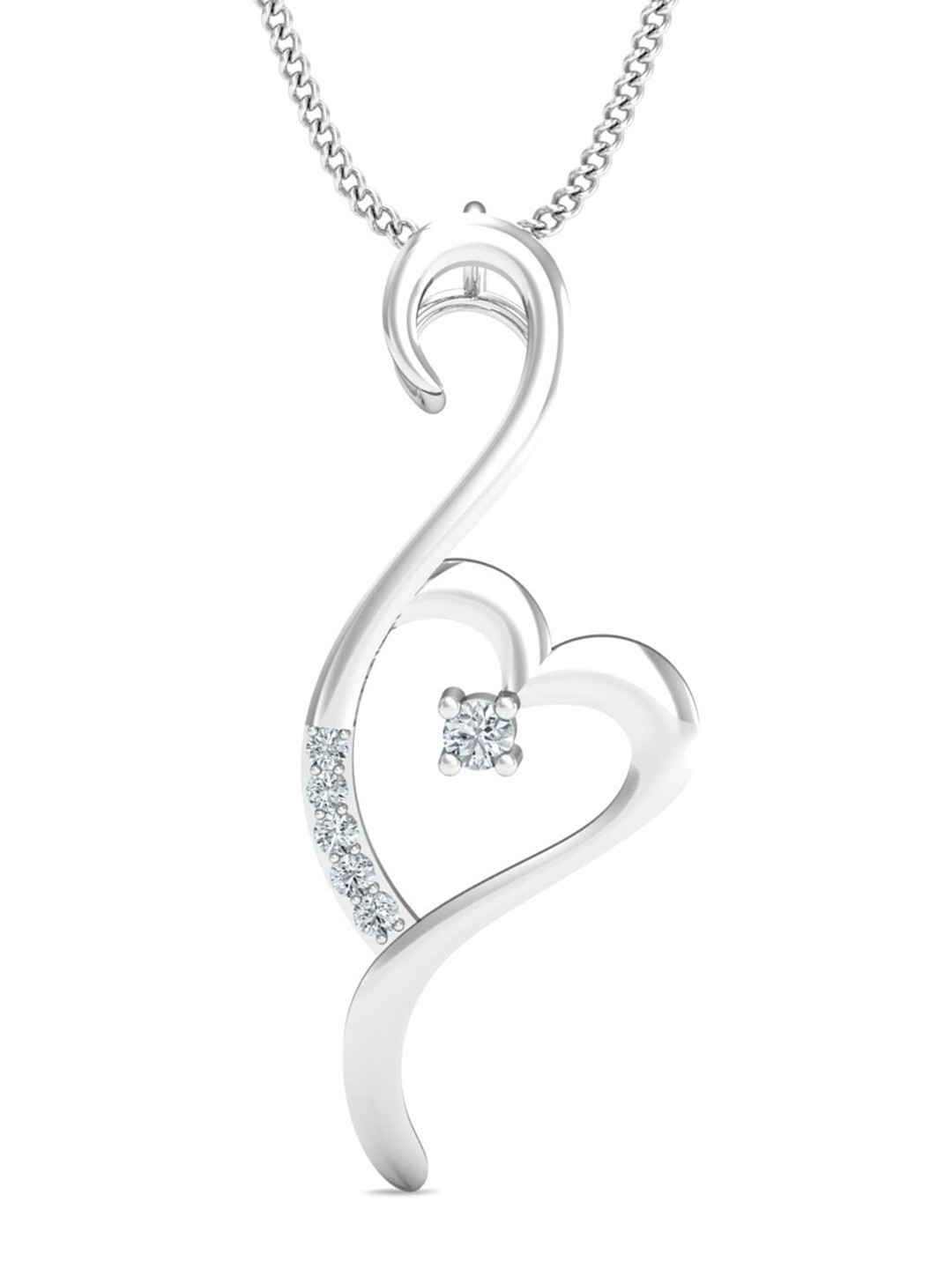 KUBERBOX 18KT White Gold Diamond-Studded Forever Dil Pendant 1.26 gm