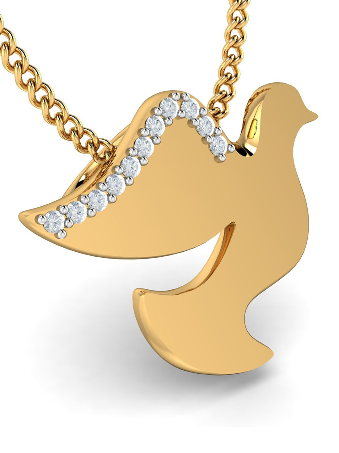 KUBERBOX Pigeon 18KT Gold Diamond-Studded Pendant-1.14gm