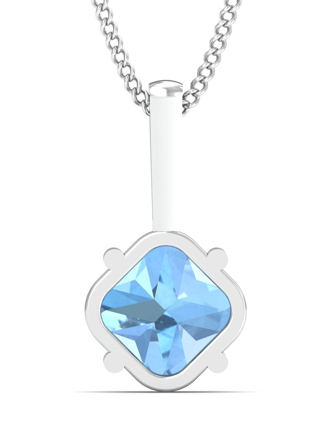 KUBERBOX Dazzling Aquamarine 18KT White Gold Pendant Diamond-0.9 gm