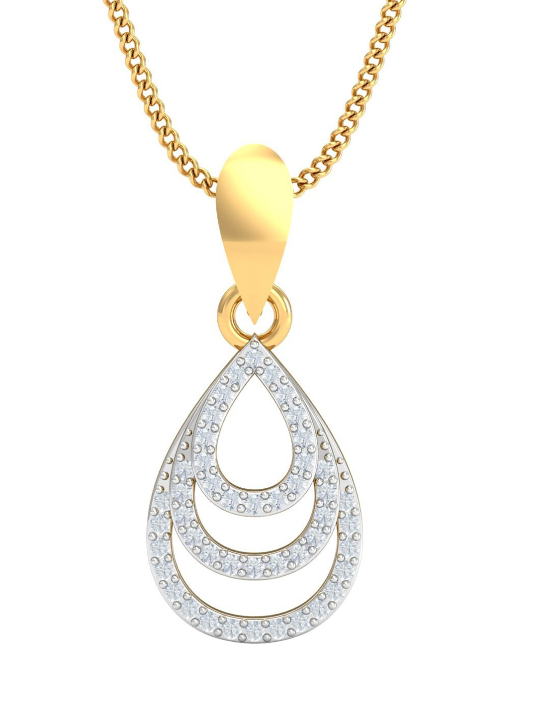 KUBERBOX Pretty Pear 18KT Gold Diamond-Studded Pendant-0.99gm