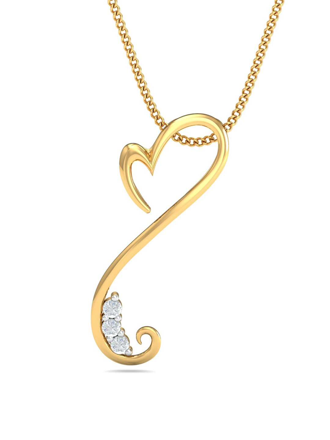 KUBERBOX Heart Swoon 18KT Gold Diamond-Studded Pendant -0.73 gm