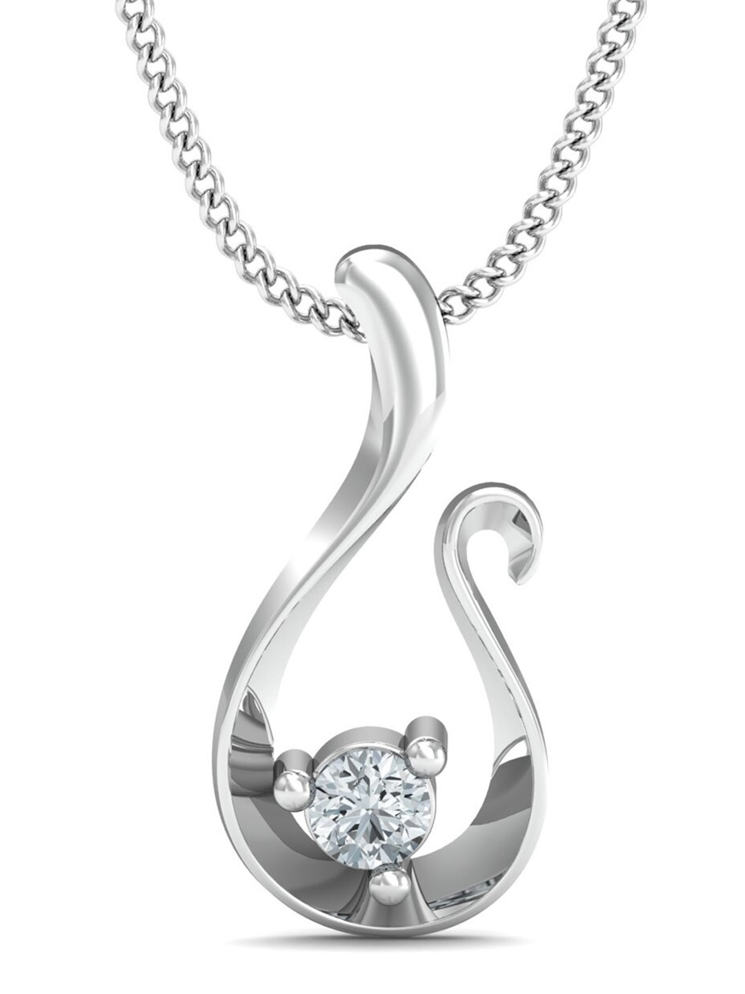 KUBERBOX Soltura 18KT White Gold Diamond Studded Pendant- 0.68gm