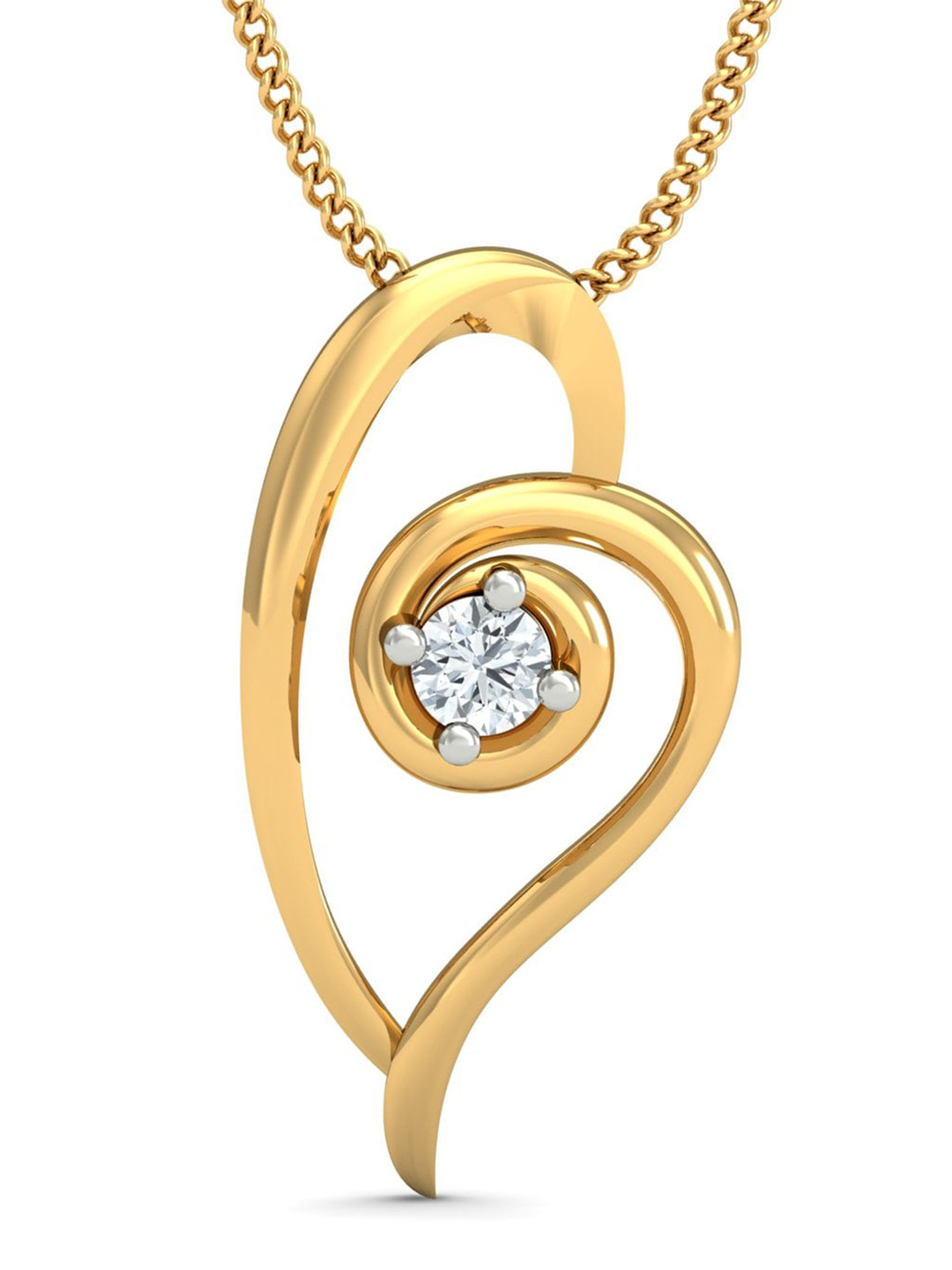 KUBERBOX Solo Diamond Heart 18KT Gold Diamond-Studded Pendant - 0.9 gm