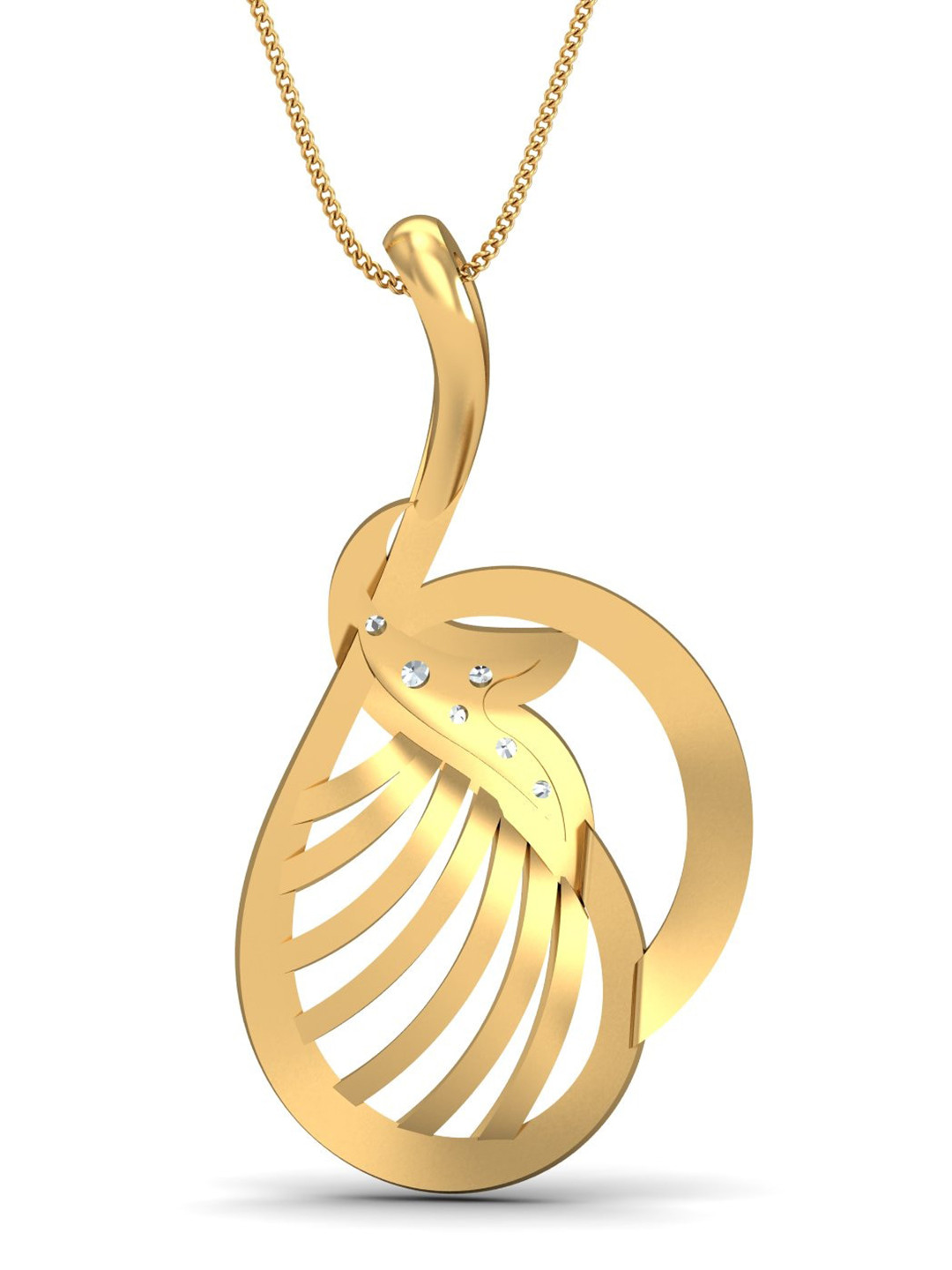 KUBERBOX 18KT Gold Diamond-Studded Enticing Pendant -1.71 gm