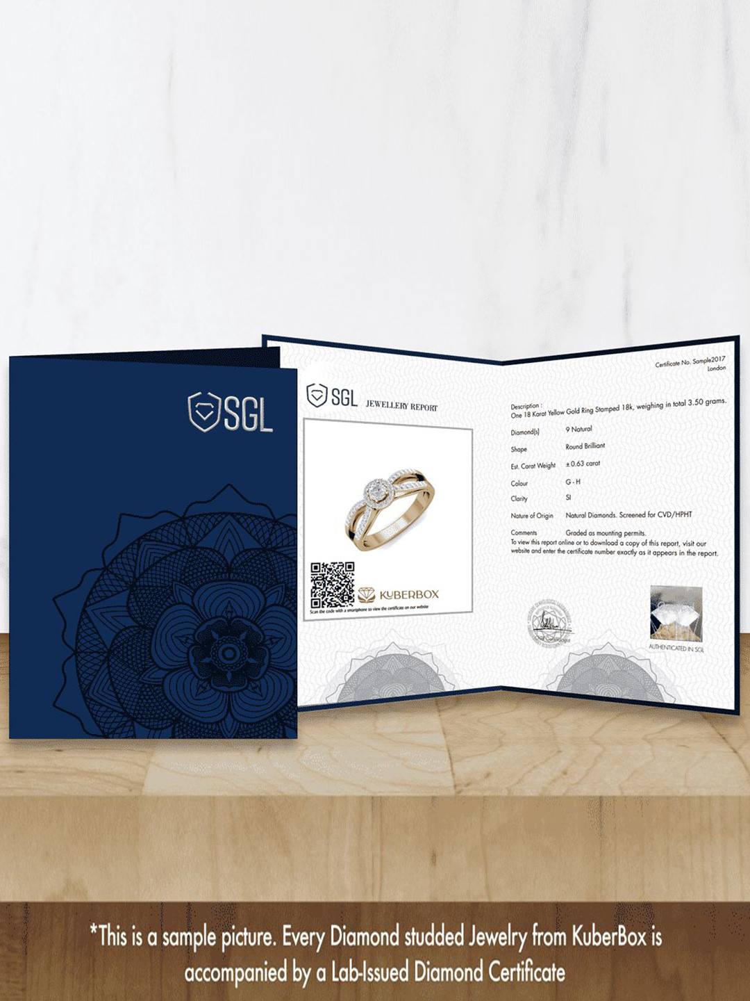 KUBERBOX Heartly 18KT Gold Diamond Studded Pendant-0.94gm