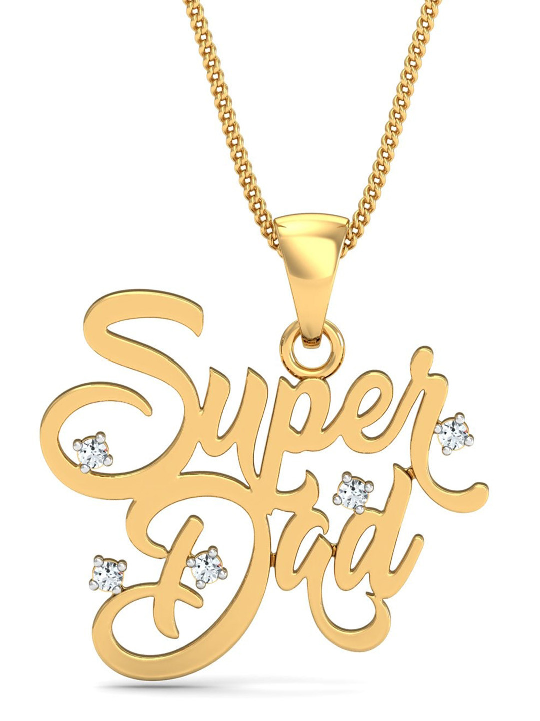 KUBERBOX 18KT Gold SuperDad Diamond-Studded Pendant- 2.48 gm