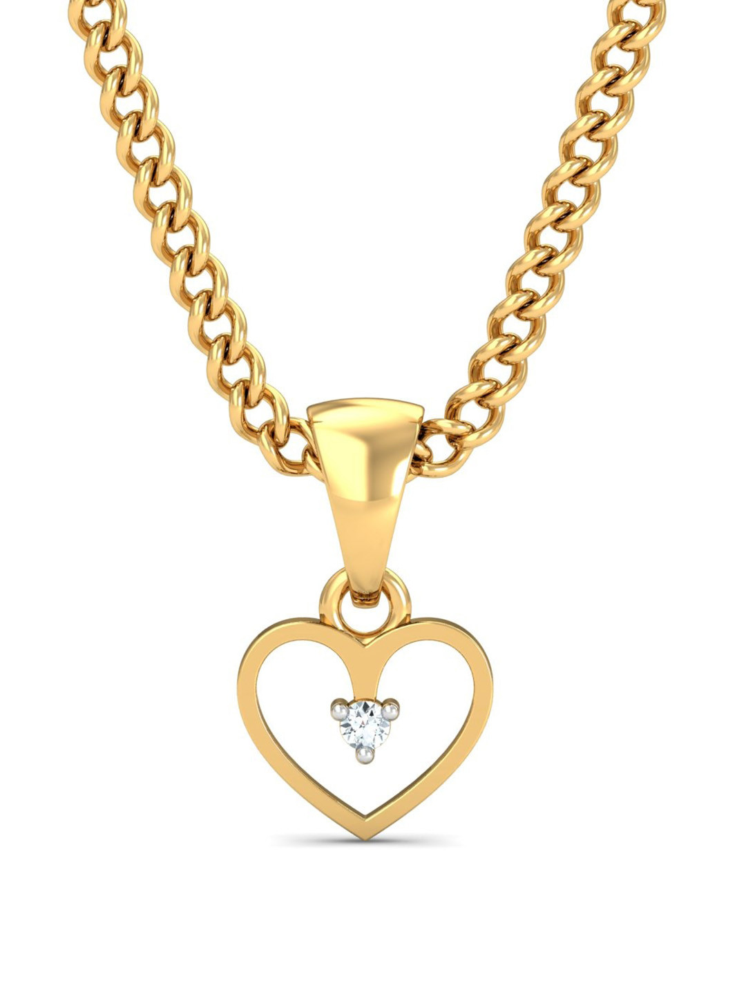 KUBERBOX Zest Heart 18KT Gold Diamond-Studded Pendant -0.52 gm