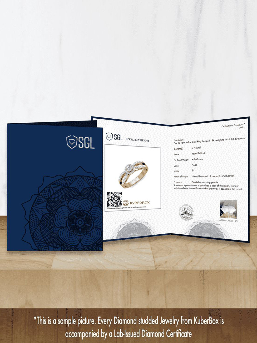 KUBERBOX Giulia 18KT Rose Gold Diamond Studded Pearl Pendant-1.04gm