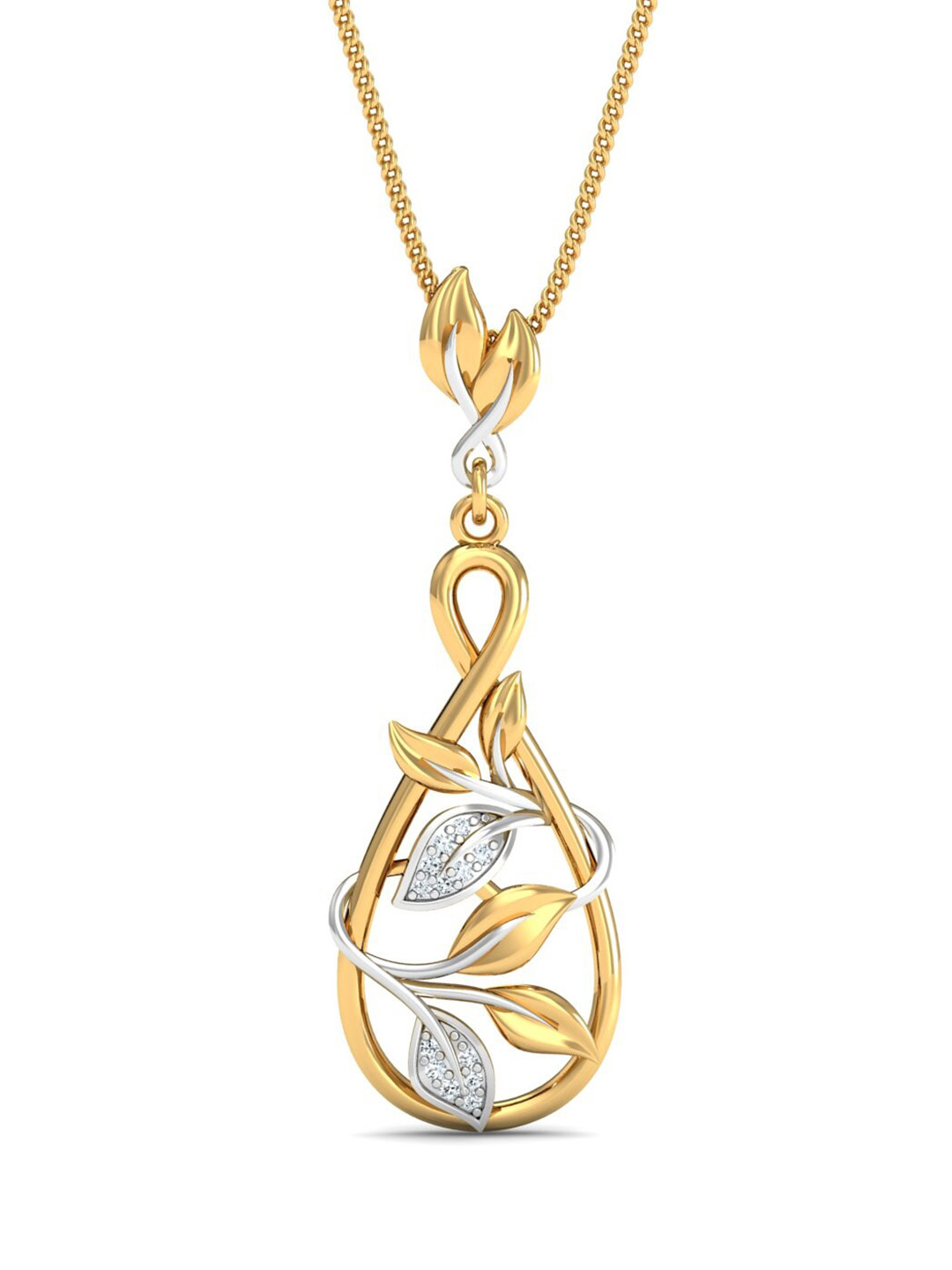 KUBERBOX Orchard 18KT Gold Diamonds-Studded Pendant-2.21gm