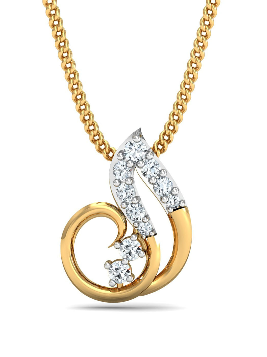 KUBERBOX 18KT Gold Diamond-Studded Emma Dainty Gold Pendant- 0.43gm