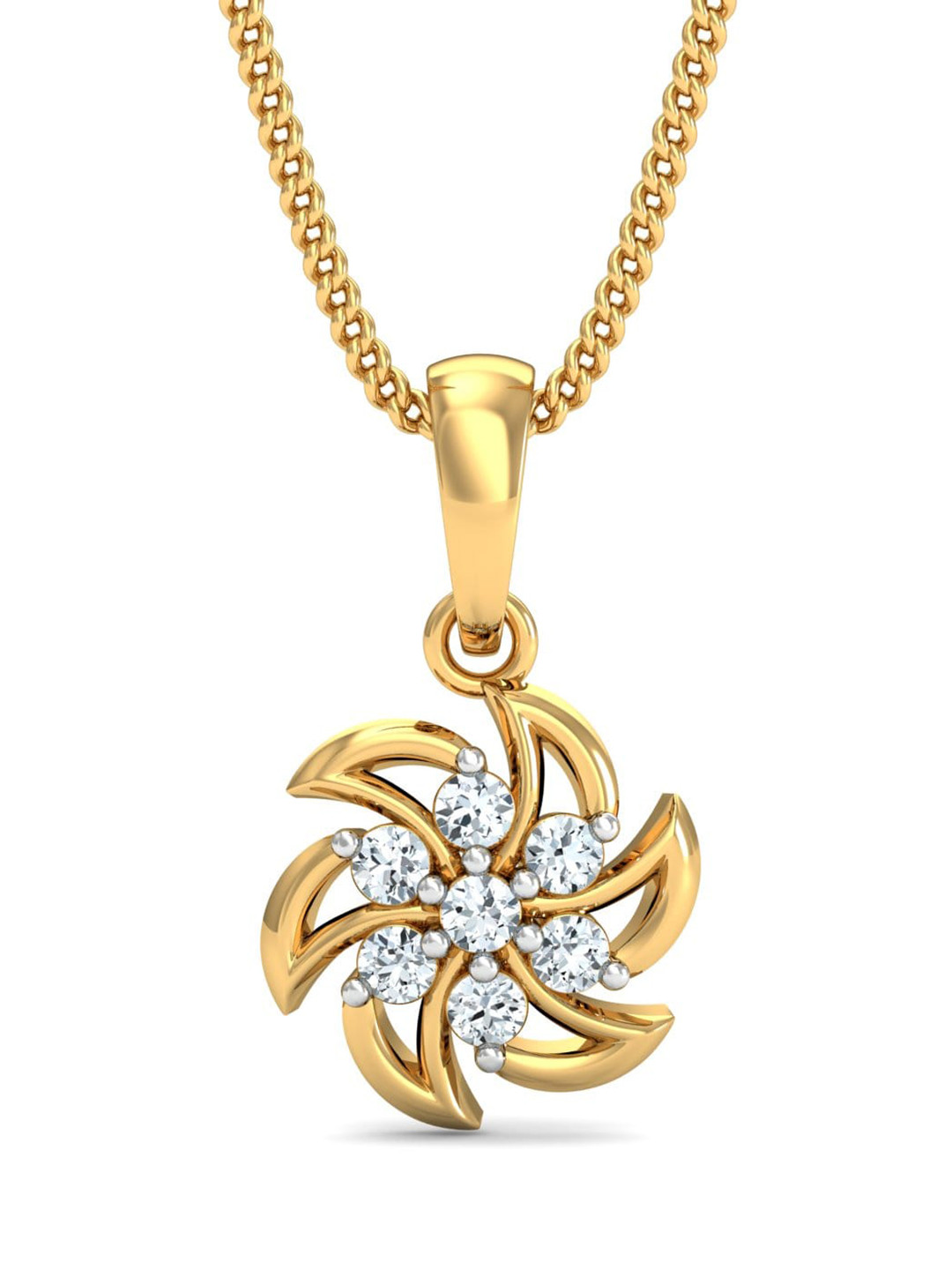 KUBERBOX Rueda Basic 18KT Gold Diamond-Studded Pendant 0.6 gm
