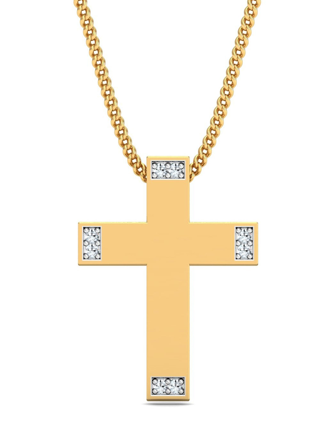 KUBERBOX Christianity 18KT Gold Diamond-Studded Pendant - 0.64 gm