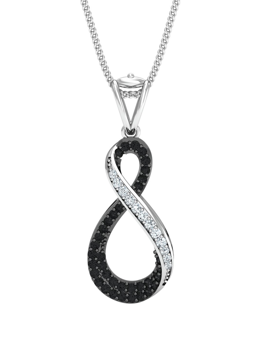 KUBERBOX B&W Infinity 18KT White Gold Diamond-Studded Pendant - 1.19 gm