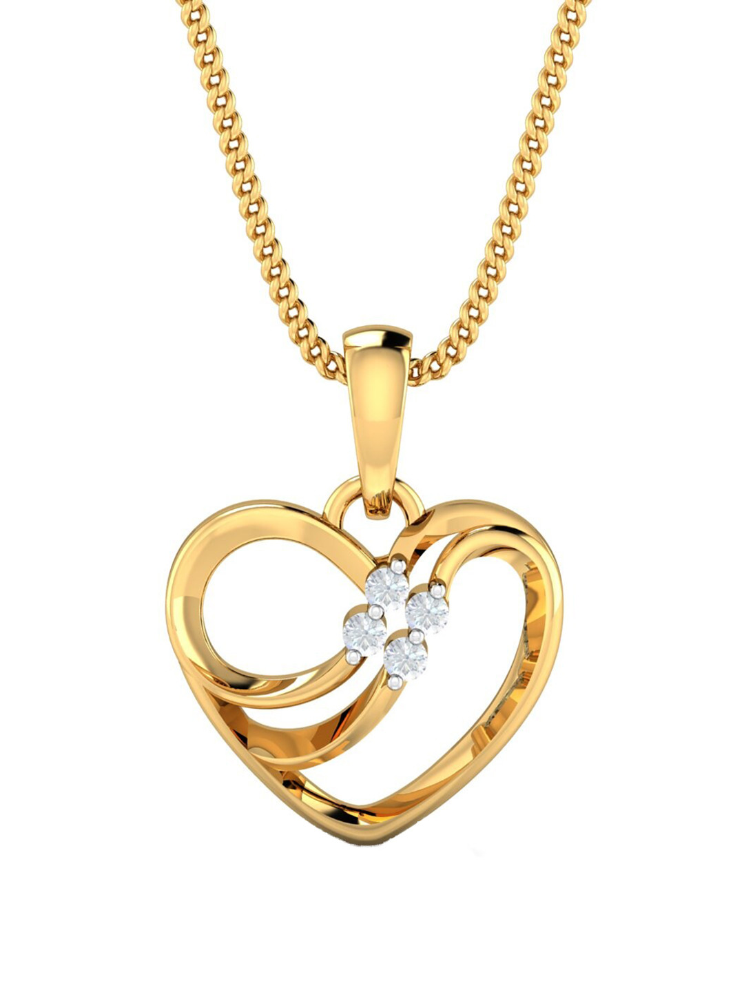 KUBERBOX Shirley Heart 18KT Gold Diamond Studded Pendant-1.21gm