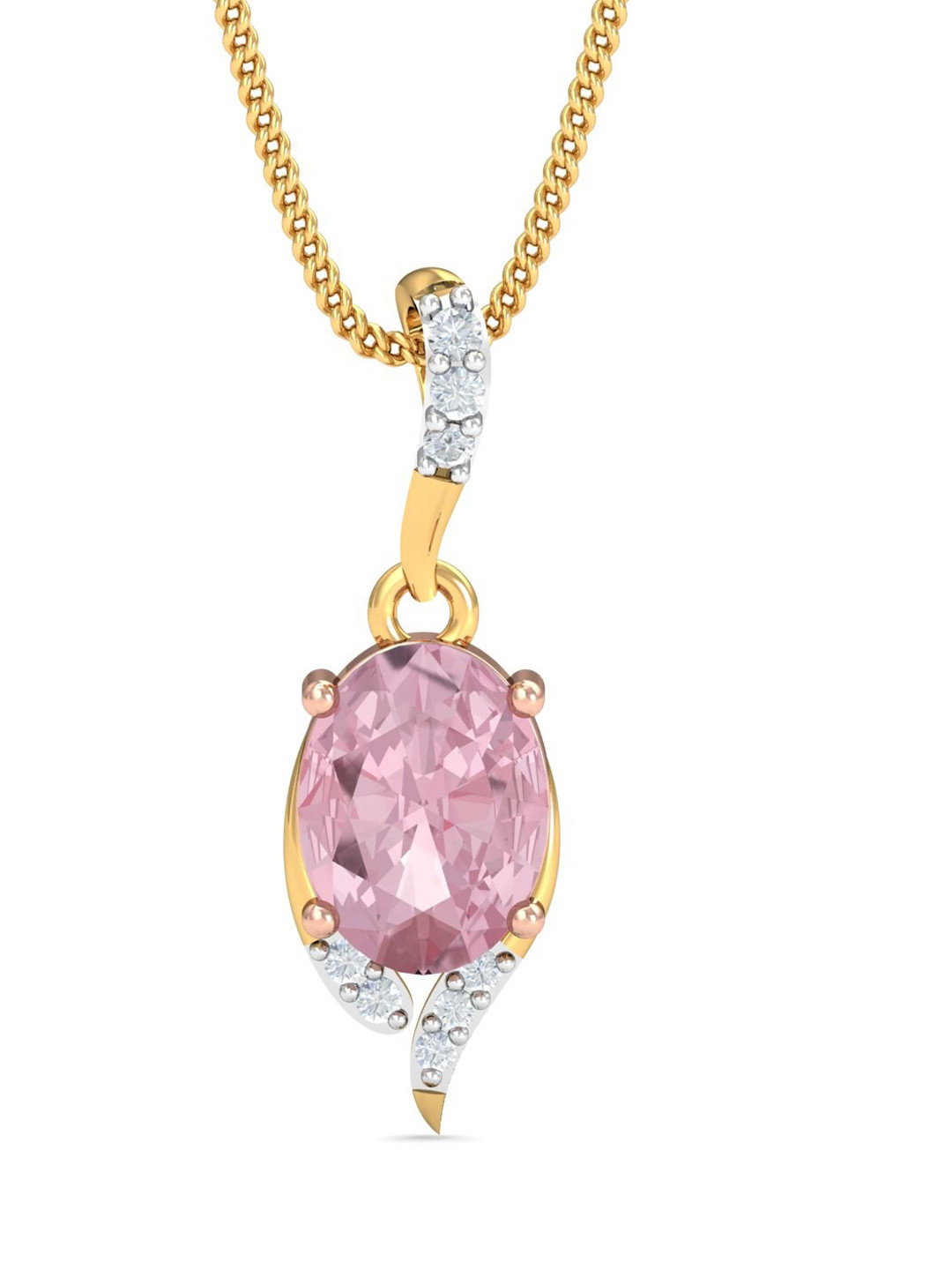 KUBERBOX Bodashka Quartz 18KT Gold Diamond-Studded Pendant-1.1 gm