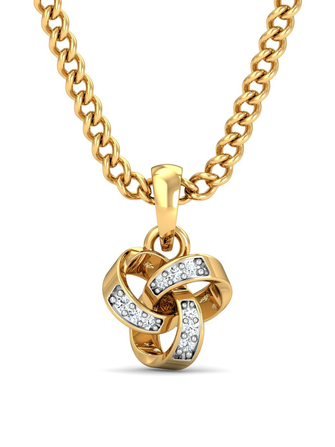 KUBERBOX Tri-Kone 18KT Gold Diamond-Studded Pendant-0.72 gm