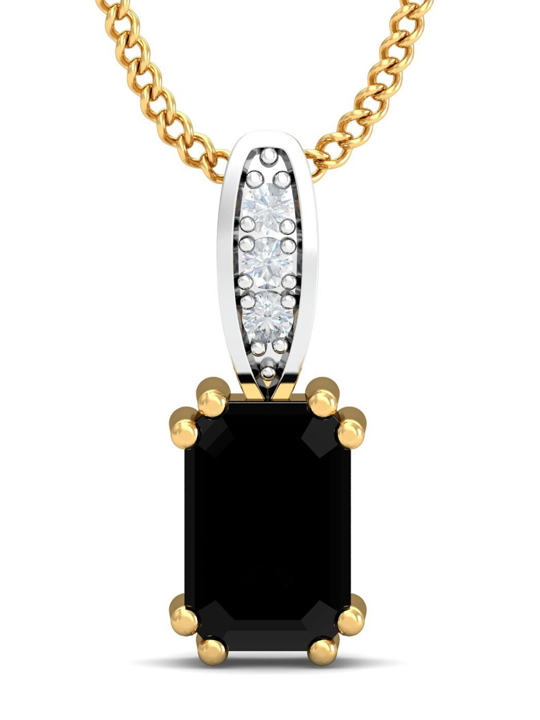 KUBERBOX 18K Gold Diamond Meridian Black Diamond Pendant 0.76 gm
