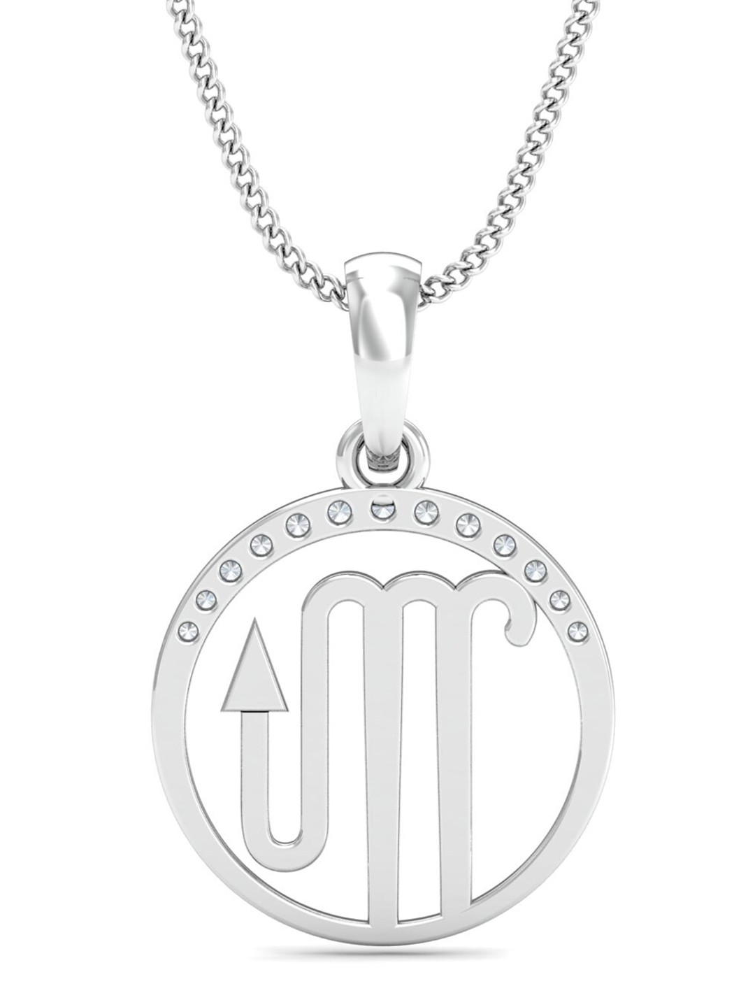 KUBERBOX Scorpio Zodiac 18KT White Gold Diamond-Studded Pendant - 0.9 gm