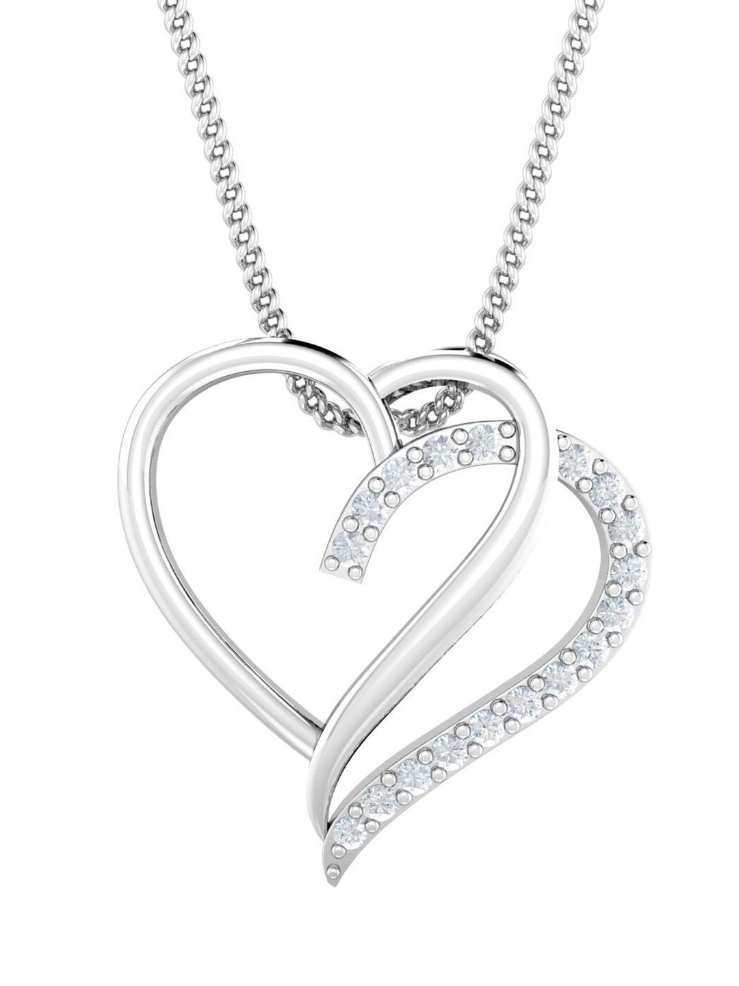 KUBERBOX Adele Heart 18KT White Gold Diamond-Studded Pendant-1.28 gm