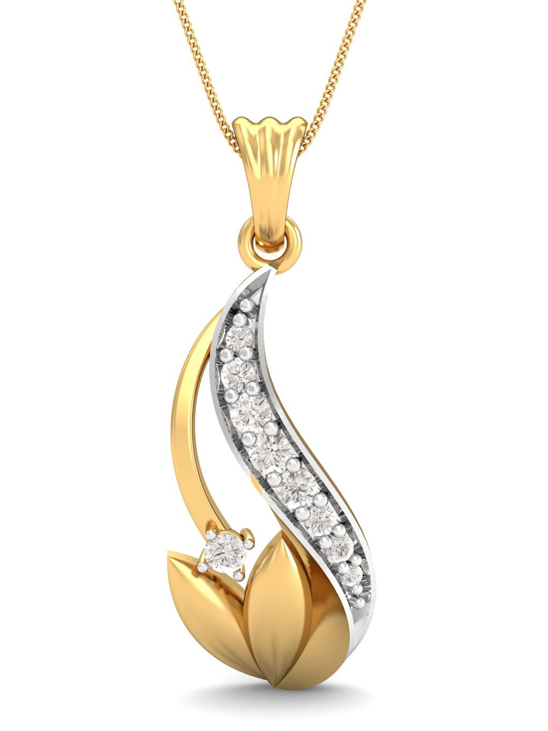 KUBERBOX 18KT Gold Royal Swan Pendant Diamond 1.7 gm