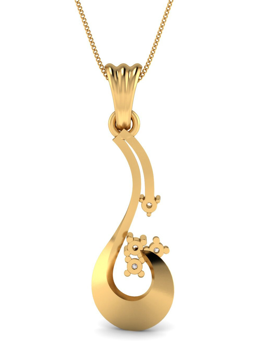 KUBERBOX Grace Personified 18KT Gold Diamond Studded Pendant-1.2gm