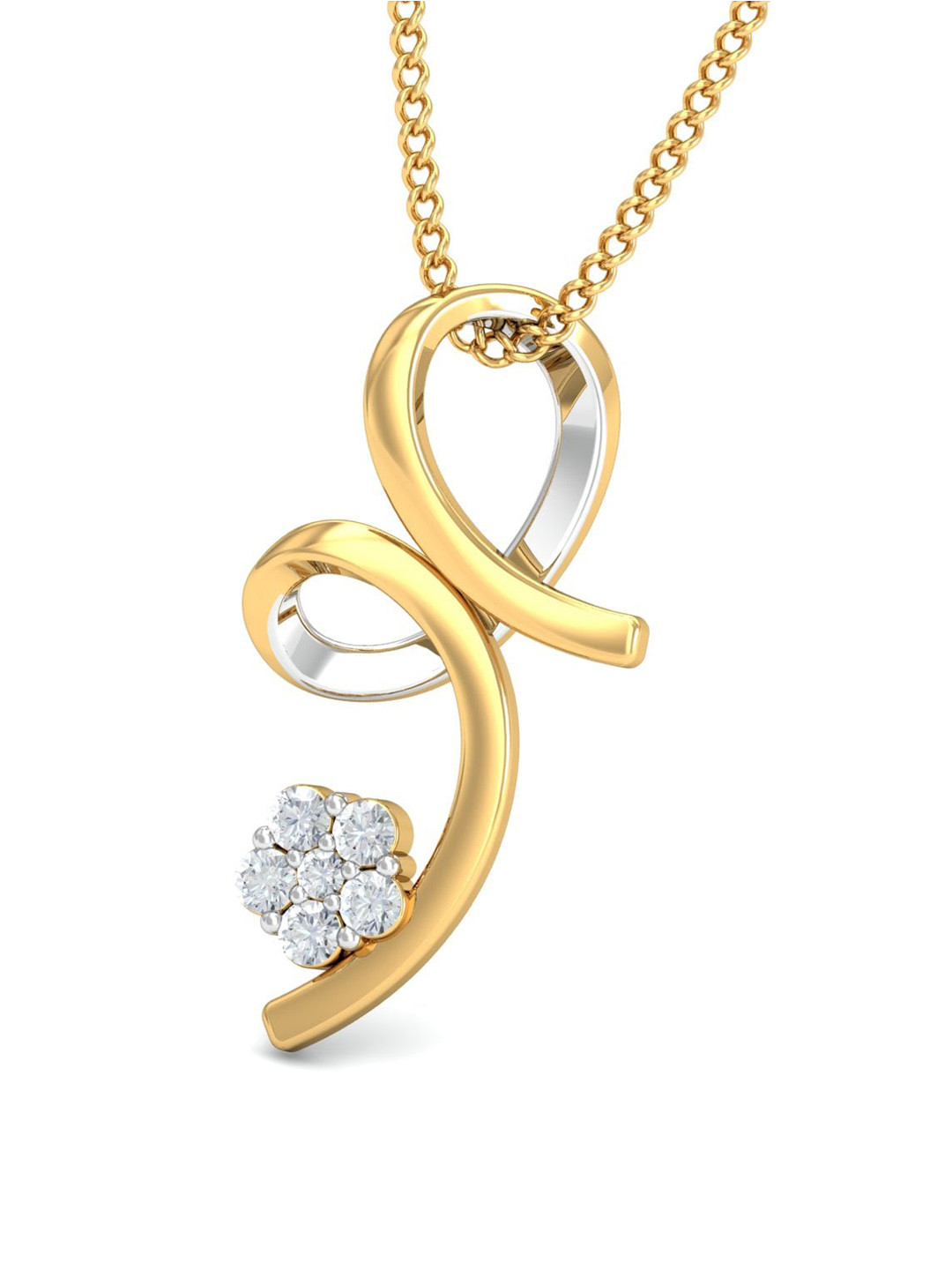 KUBERBOX Flotis 18KT Gold Diamond-Studded Pendant- 0.57 gm