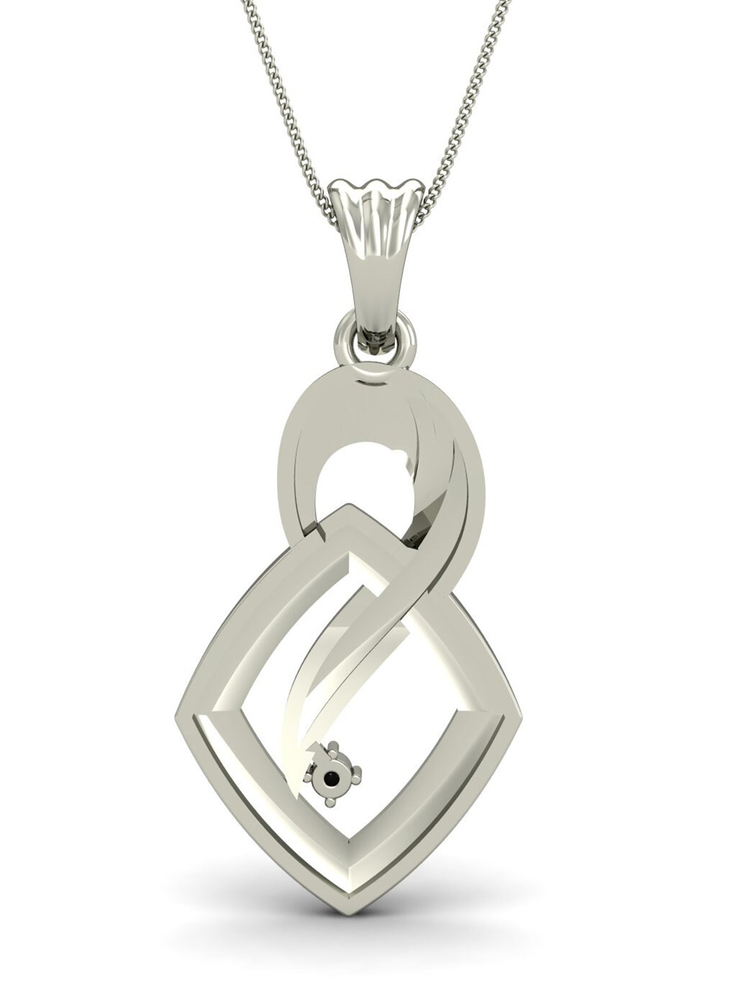KUBERBOX Sharp Featured 18KT White Gold Diamond-Studded Pendant- 2.4 gm